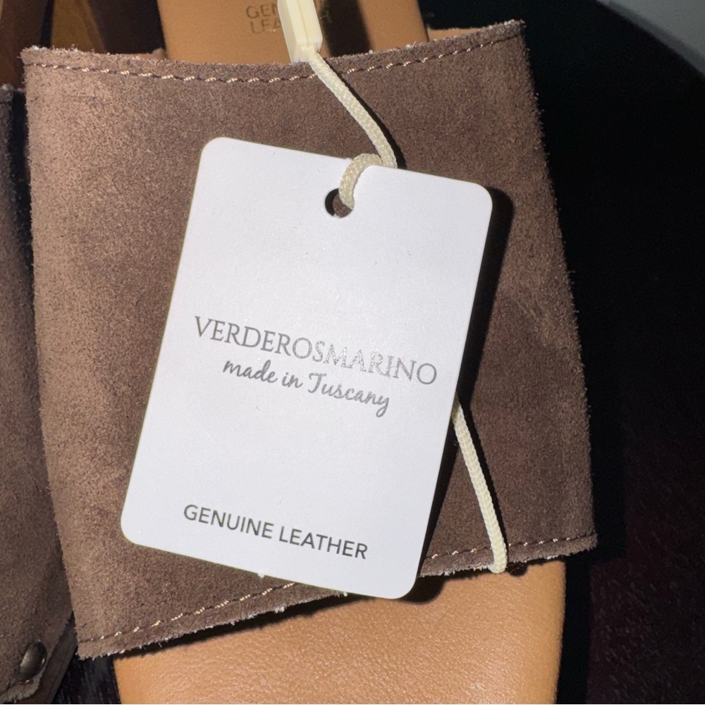 Italian Suede Genuine Leather Sandals Brown EU 41/US 9.5 NWT VERDEROSMARINO NEW - Picture 13 of 13